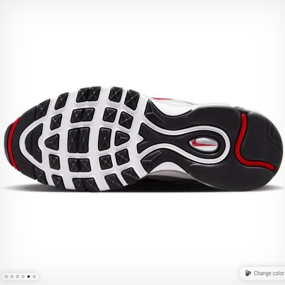 Nike Air Max 97 QS GS Metallic Silver/Varsity Red/White Grade School Kids' Shoe - Picture 6 of 16